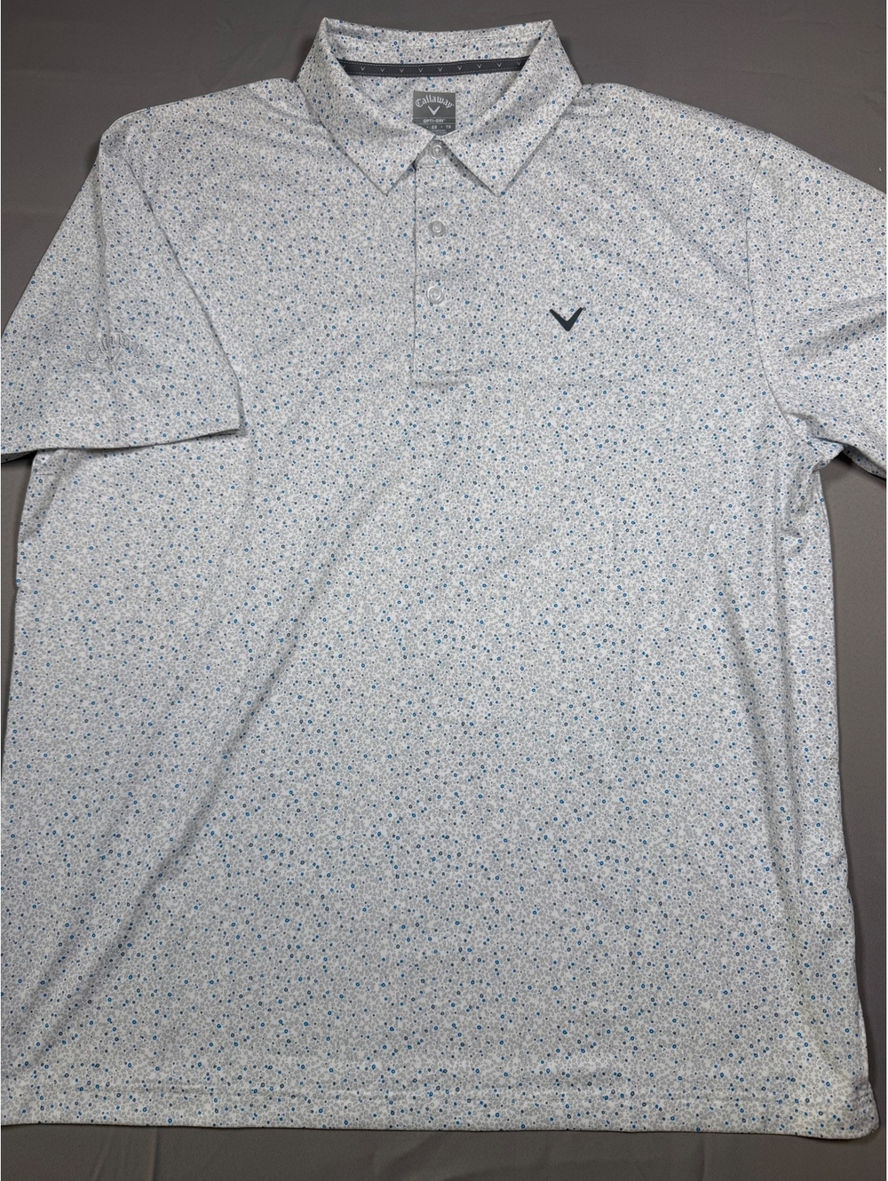 Callaway Opti-Dri white blue patterned golf polo